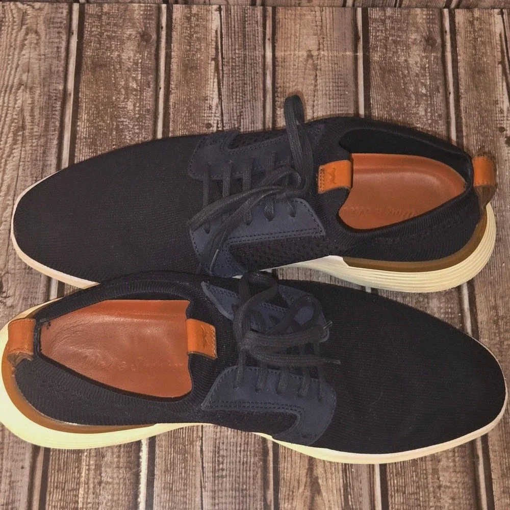 Sz 11 Mens Wolf & Shepherd SwiftKnit Derby Crossover Navy Blue Knit Shoes VGUC